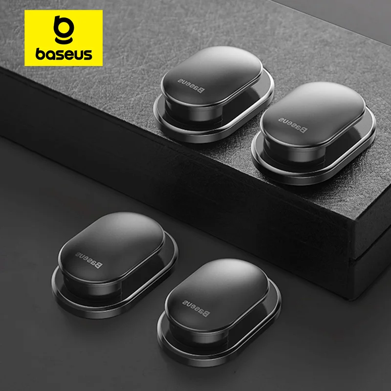 Car hooks Baseus 4Pcs/Lot Car Hooks Organizer Storage Hanger for USB Cable Headphone Key Storage Car Accessory Adhesive Hook Hanger