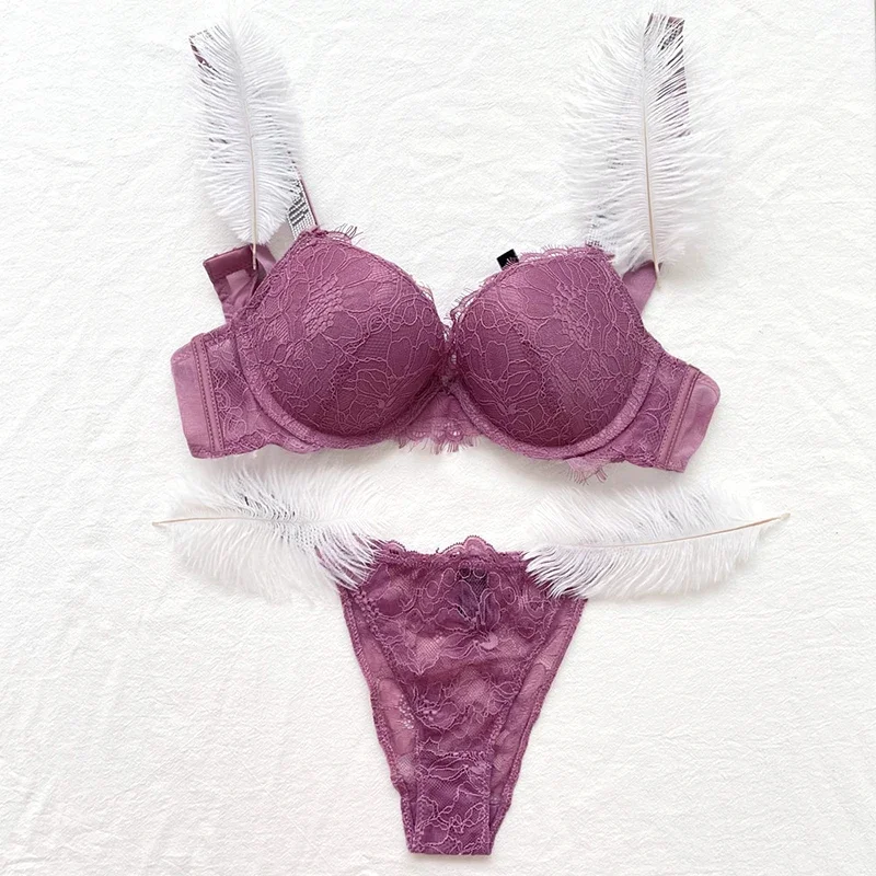 Sexy Lace Lingerie For Women Plus Size Luxury Rhinestone victoria Bra Brief Two Piece Push Up Underwear Women Set Lenceria mujer