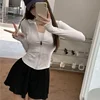 2025 New Slim Fit Long Sleeve T Shirt Women Wild Zipper Up Waist Slimming Yoga Tshirt Woman Tight Stand Collar Crop Tops Female 6
