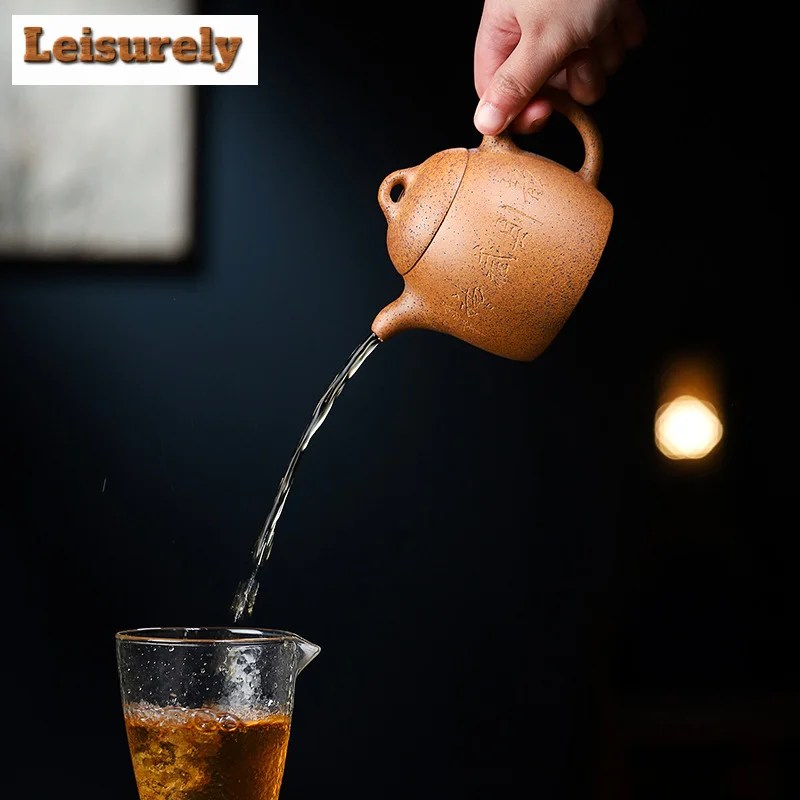 280ML Authentic Yixing Purple Clay Teapots Handmade Pot Raw Ore Section Mud Tea Brewing Kettle Zisha Tea Set Teaware Ornaments