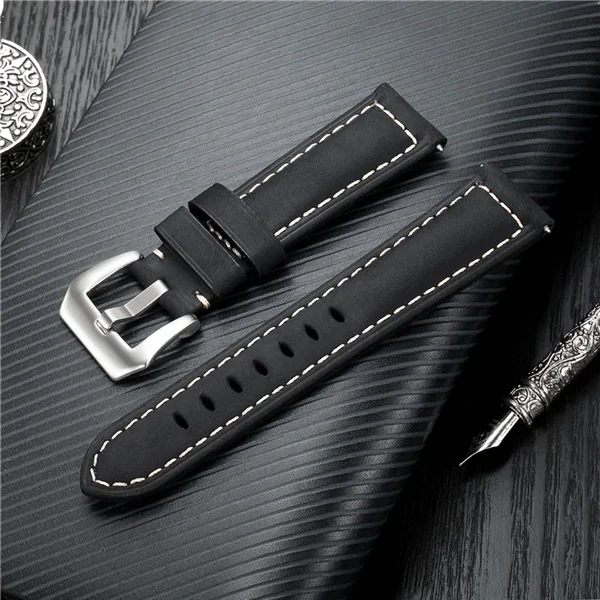 Timeless Frosted Genuine Leather Watch Strap - 20mm/22mm, Classic Fit