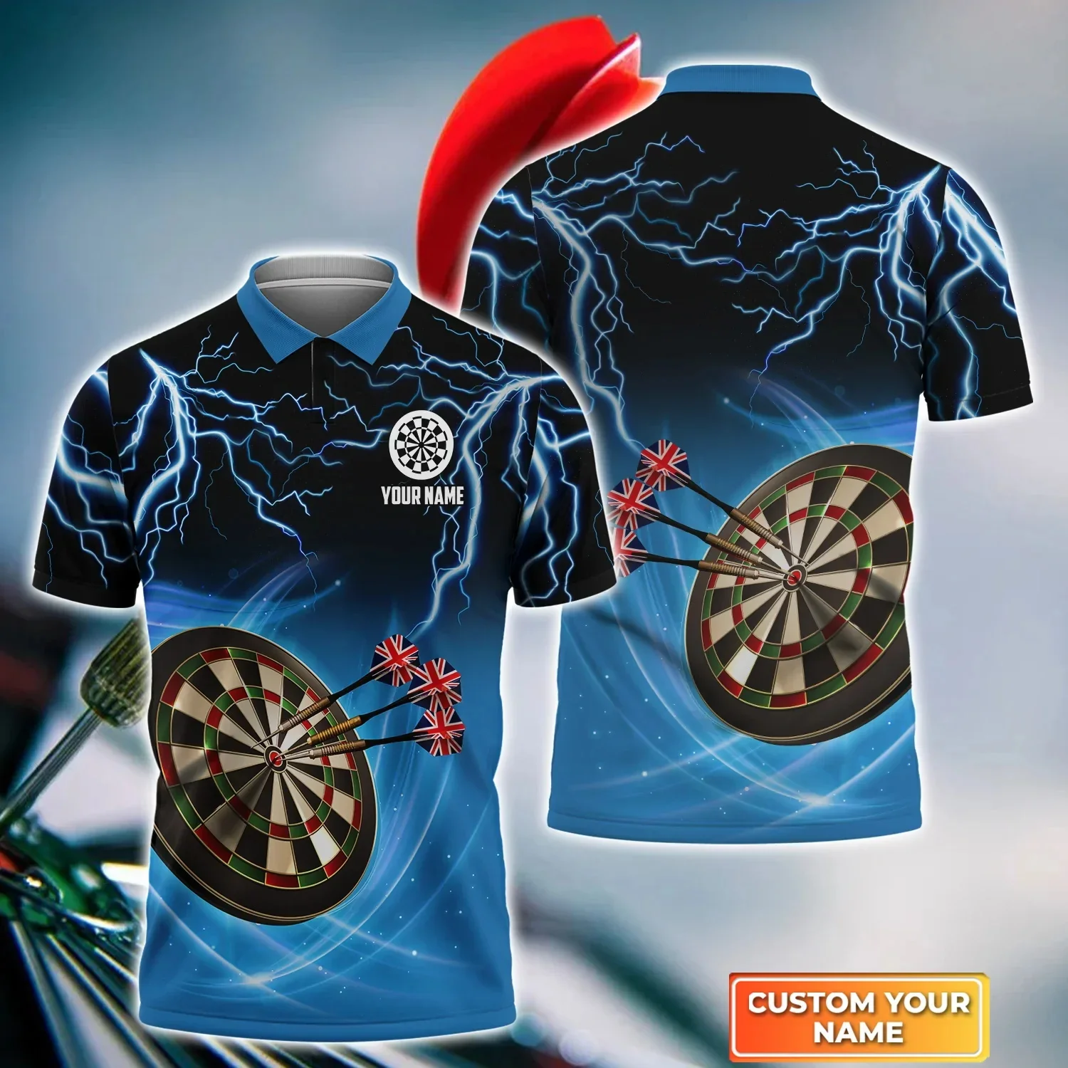 PLstar Cosmos Personalisierte Name Darts Player 3D Gedruckt Sommer Polo-Shirt Unisex Kurzarm Shirts Geschenk für Darts Liebhaber POL-38 – Detail 24