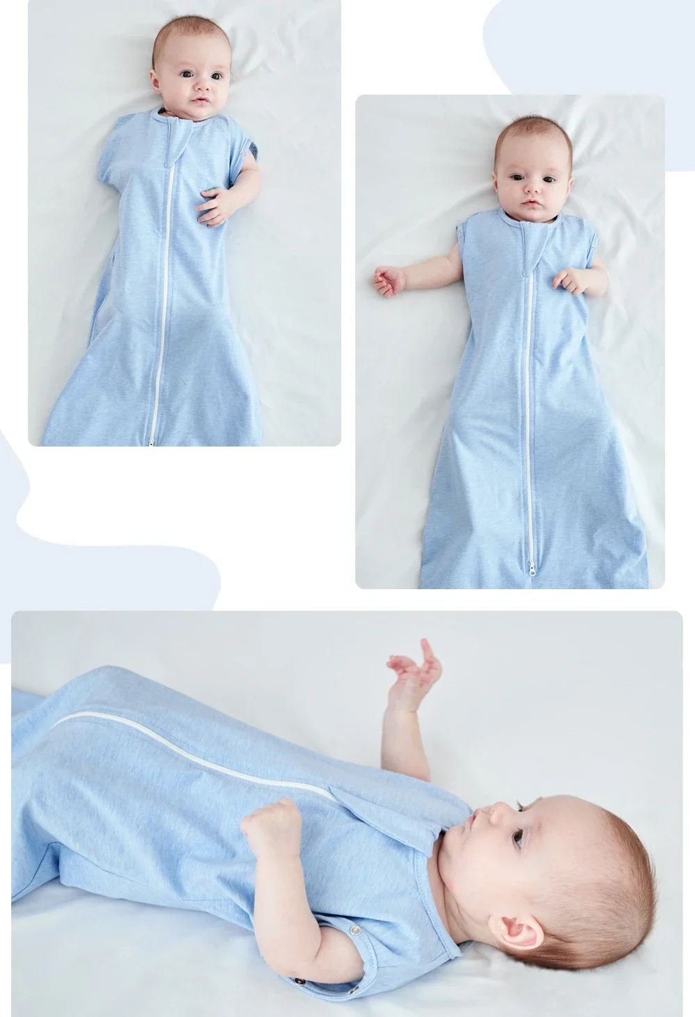 INSULAR Newborn Cotton Sleeping Bags Baby Anti-startle Wrap Blanket Infant Sleepsacks Baby Sleepwear Double Zipper Four Seasons 3