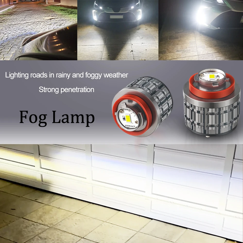 2개/로트 80W L1B LED 안개등 CSP 3570 LED 칩 고휘도 플러그 앤 플레이 6000K 화이트