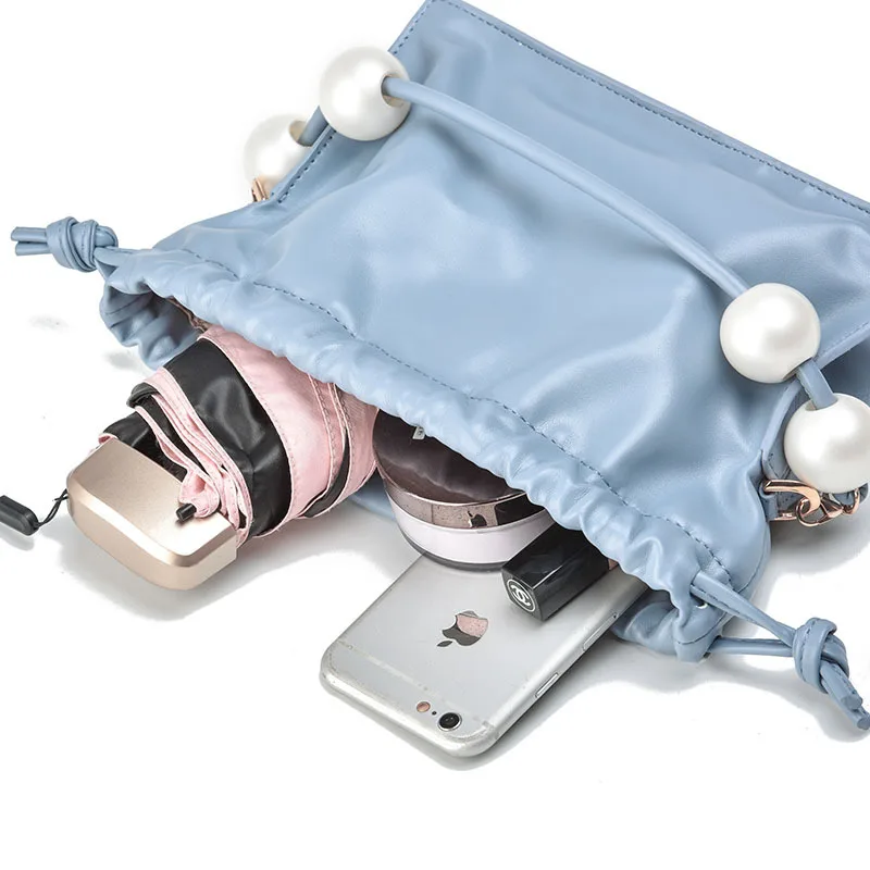 New ladies pearl clutch travel portable sweet soft leather PU handbag messenger small bag shoulder bag purses and handbags