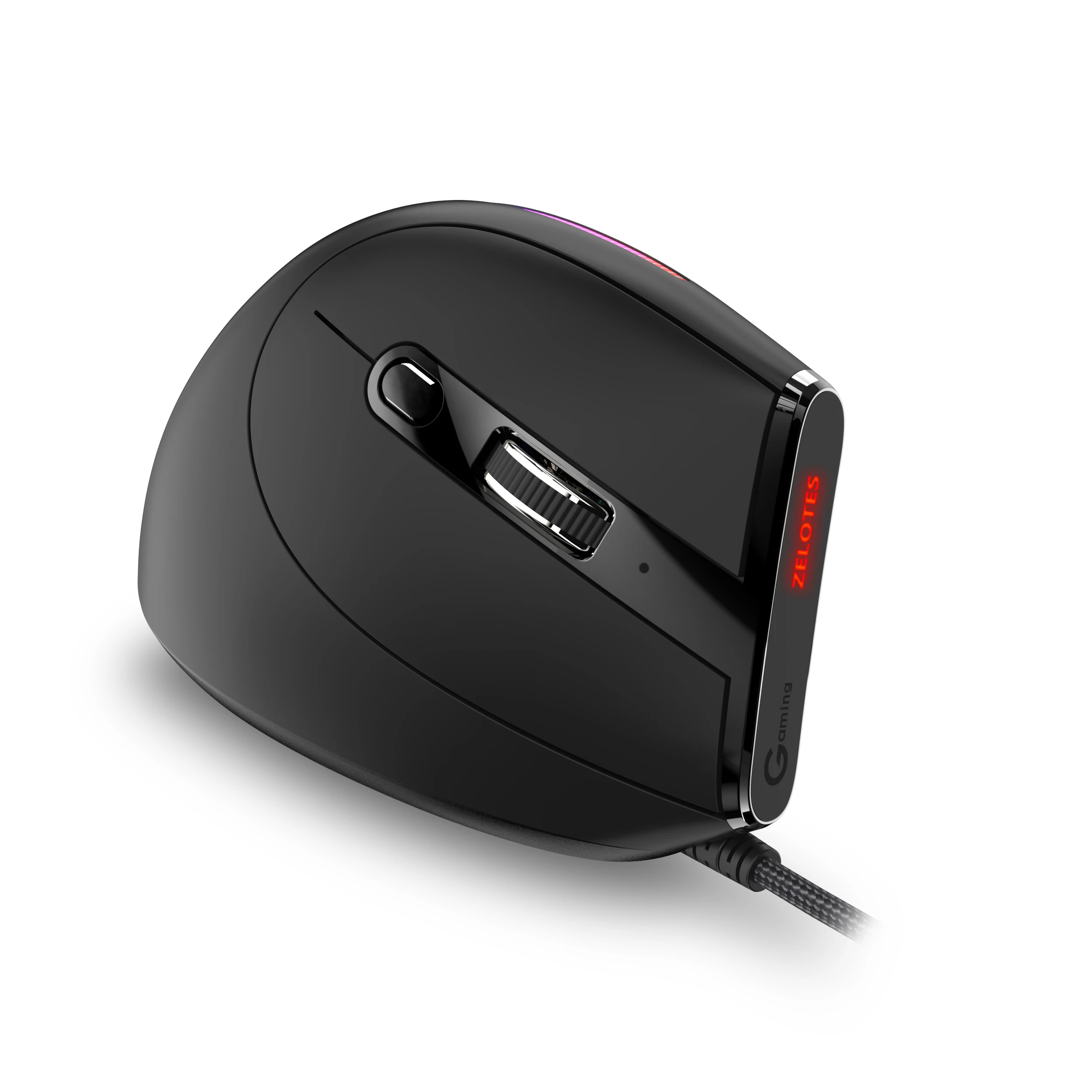 Lefon-Wired Vertical Gaming Mouse, RGB Ergonômico, 9