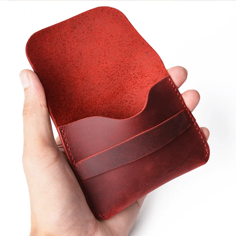 Genuine leather credit ID card holder Vintage business card holder Retro Male Coin purses wallets