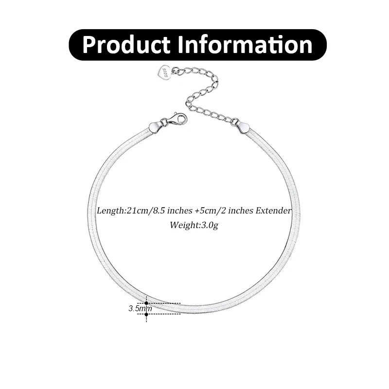 Sterling Silver Blade Chain Anklet Bracelets for Women Summer SA12