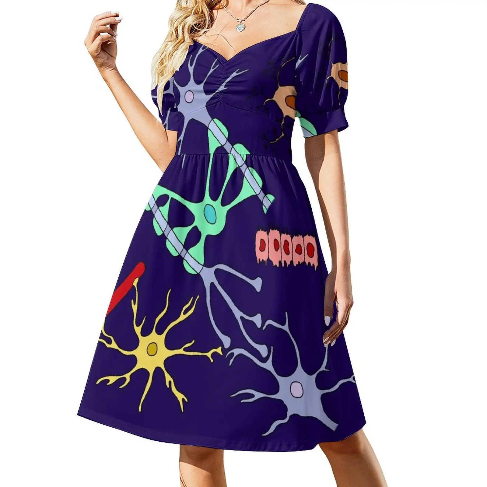 thumbnail image 1 of Vestido de manga corta Neuronas y Glía vestidos de mujer elegantes y bonitos vestido de verano Vestido, 1 of 7