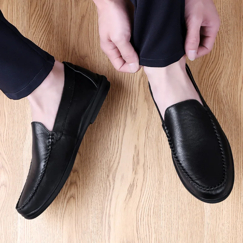 Flat bottomed business men's leather shoes gentleman Minimalist and retro style Daily formal office Plus Size Comfortable shoes 6