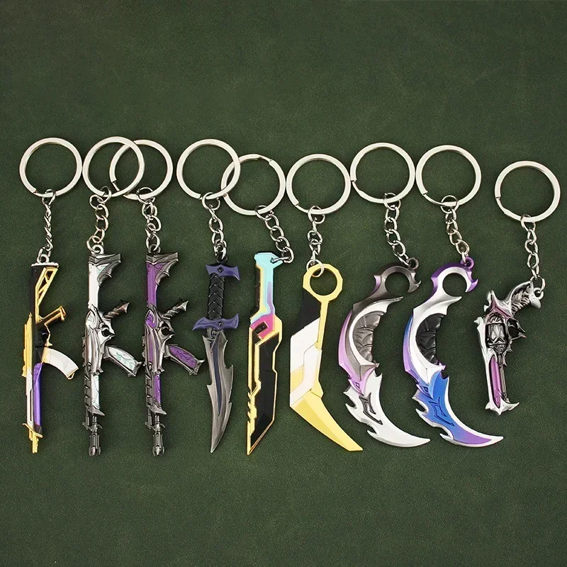 Valorant Knife Weapon Keychain Reaver Karambit Prime Vandal 9cm Samurai Sword Pocketknife Arant Gun Model Gifts Toys for Boys