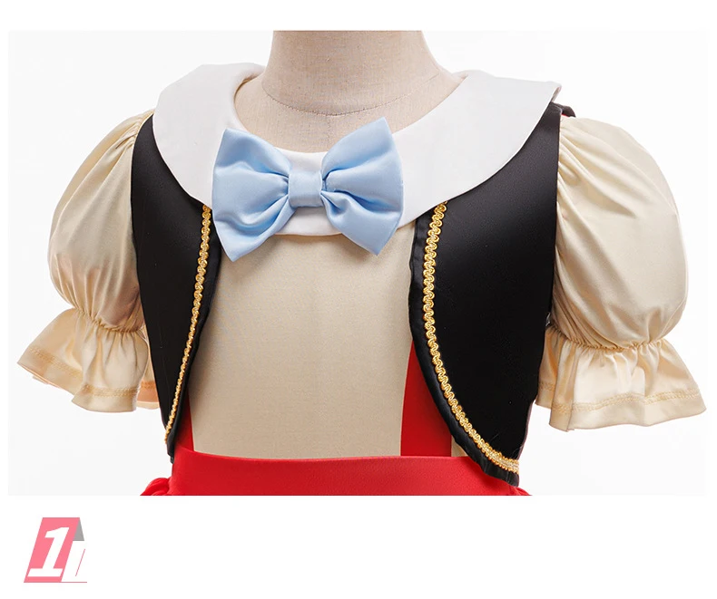 Kinder Pinocchio Prinzessinnen-Kostüm Klassisches Märchenfigur-Outfit mit Hut Schleife Handschuhe Lange Nase für Halloween-Verkleidung – Detail 5