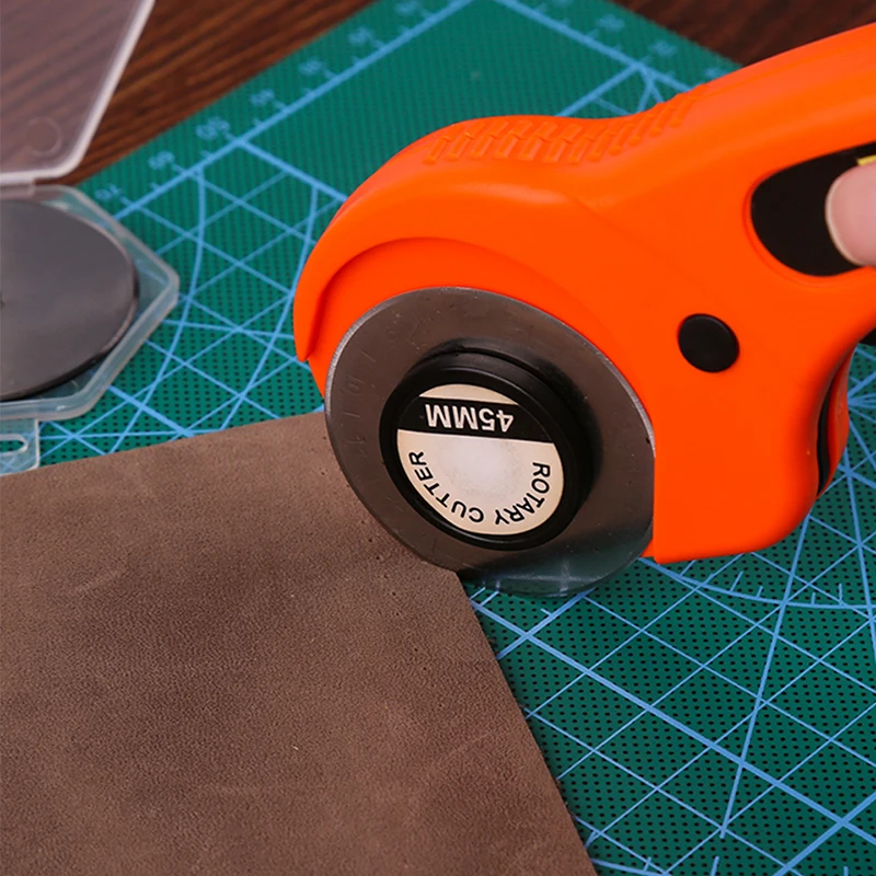 DIY Leather Craft Orange Round Hob Fabric Leather Craft Wheel Cutter Rotary Cutter Tools Blade A4 Cutting Board Rotary Cutter Leather Tool Leather Working Tools Leather Cutting Tool Craft Cutting Tool