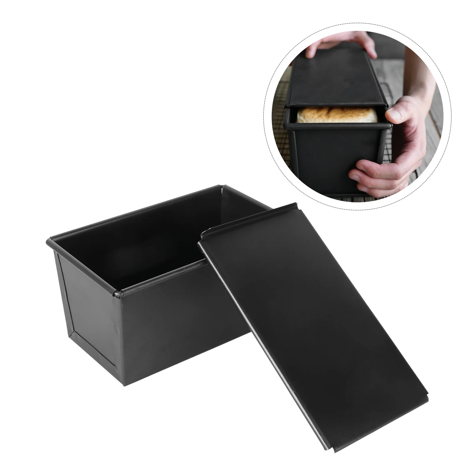 

Stainless Steel Loaf Pan With Lid Non Mold Bread Box For Oven With Cover Quick Release Coating Perfect For Cakes Bread