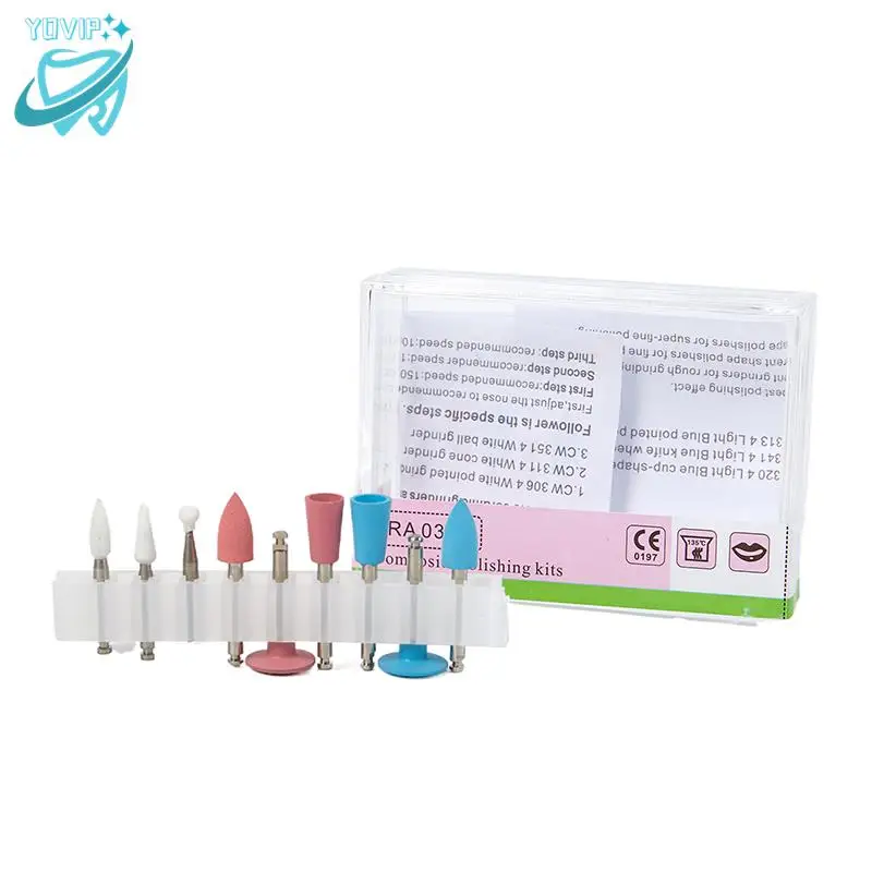 

Silicone Polisher Kit For Low-Speed Handpiece Grinding Head Dental Composite Kit Porcelain/Natural Teeth/Amalgam/Metal Polishing