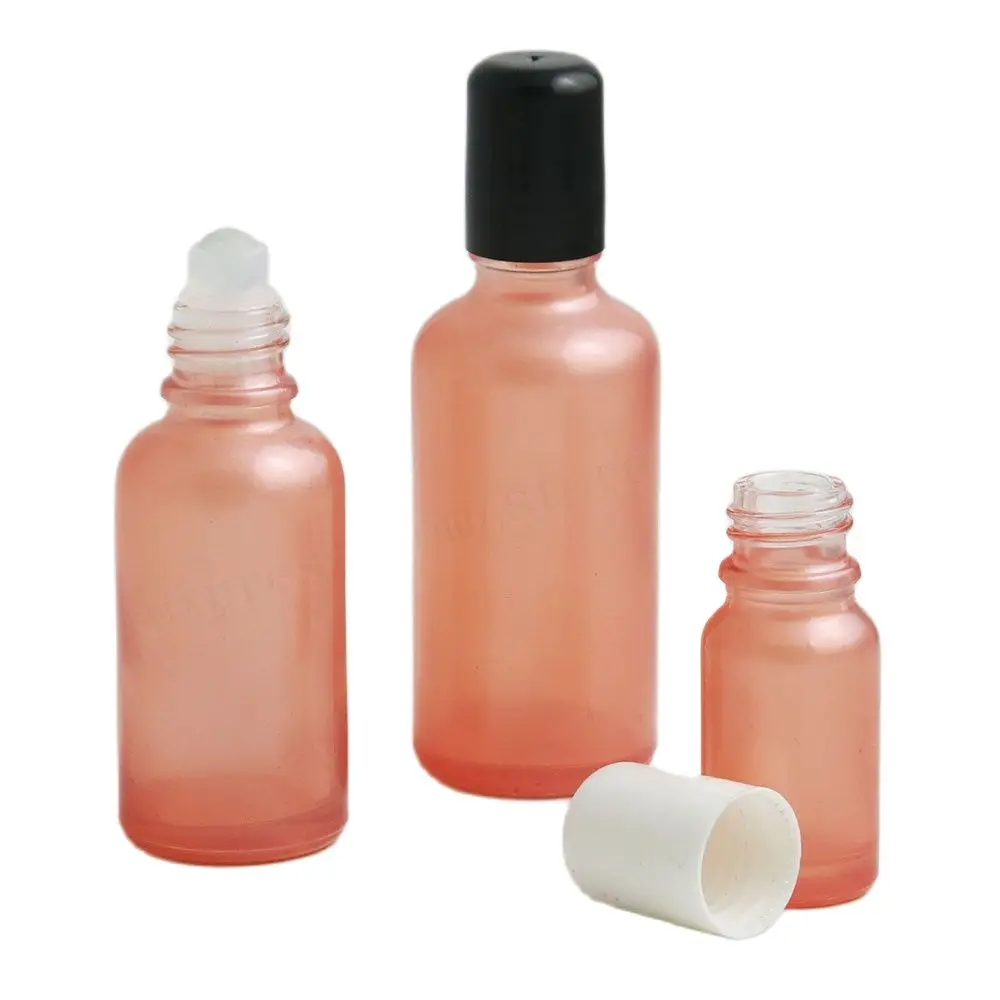 

20pcs Refillable Small Empty Pink Essential Oil Perfume Bottle 5ml 10ml 15ml 20ml 30ml 50ml Roll On Roller Glass Ball Bottle