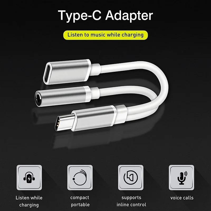 USB C to 3.5mm Headphone Charger Adapter 2-in-1 Type C to Aux Audio Splitter Jack with PD Charging for Phone Tablet Laptop usb port adaptor cable converter