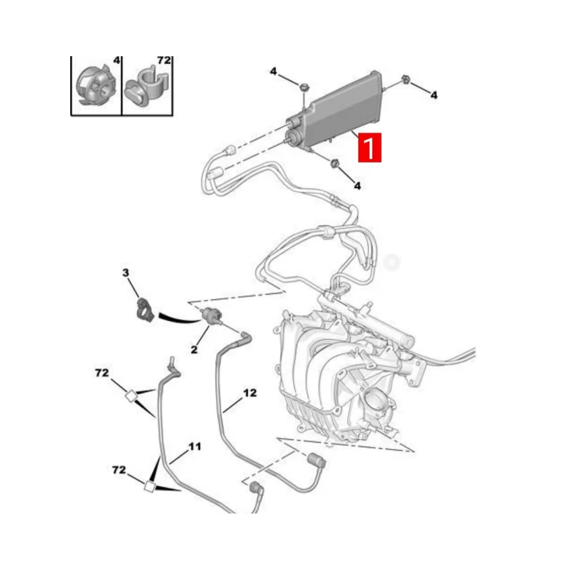1502H9 9683409180 ABSORBER FUEL FUMES,EW10A for Peugeot 307 307CC SW RESTYLING 308 Citroen C4 PICASSO PARTNER VU B9