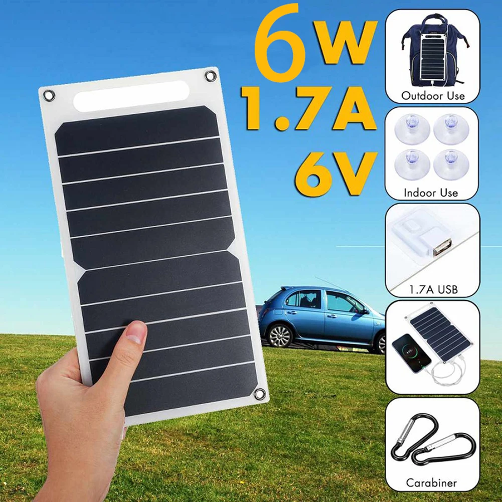 

6W 5V USB Port Solar Panel Portable Sunpower Cells Semi-flexible Board Mobile Phone Photovoltaic Charging Power Bank