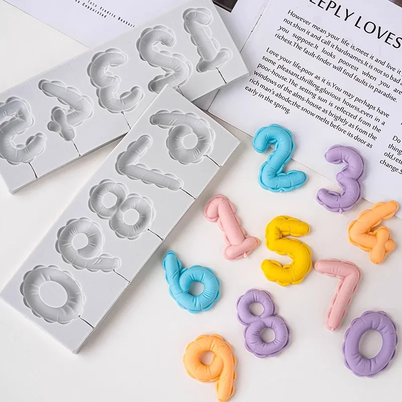 Balloon Silicone Baking  Decoration Numerals Cake Toppers Display Pieces Commercial Use Chinese Sle Kitchen Tools