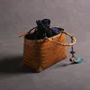 Retro Premium Woven Bag Tableware Storage Bundle Mouth Lining Style Handheld Basket Bamboo Women Bento Handle Organizer Pouch 4
