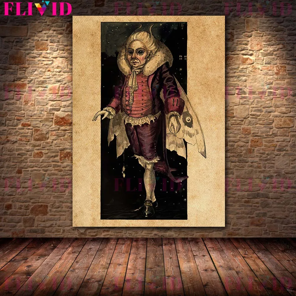 Description Picture 4 of itemCount Moth And Madame Butterfly Wall Art Canvas Painting Home Decoraiton  Crow Girl And Wizard Vintage Poster Prints Unframed