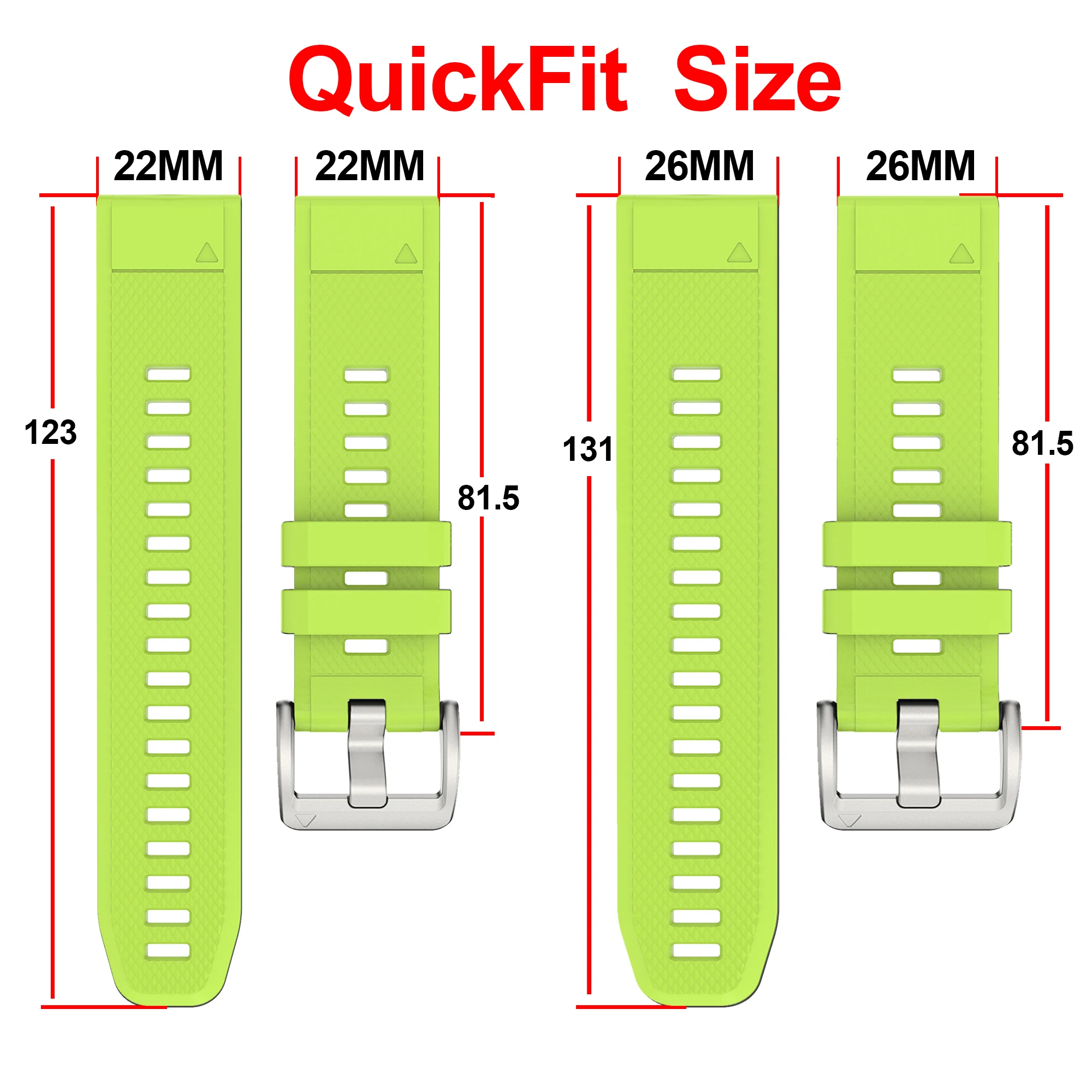 Premium QuickFit Soft Silicone Watch Band Strap, 22-26mm,