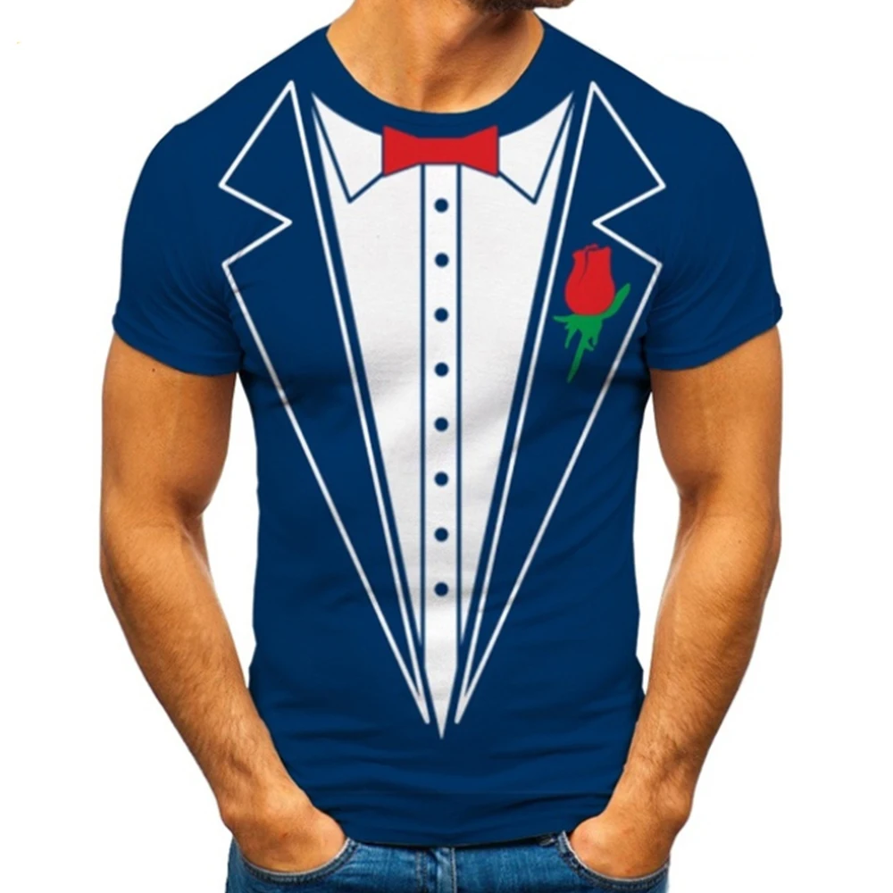 Mens Funny 3D Print Tuxedo T Shirt