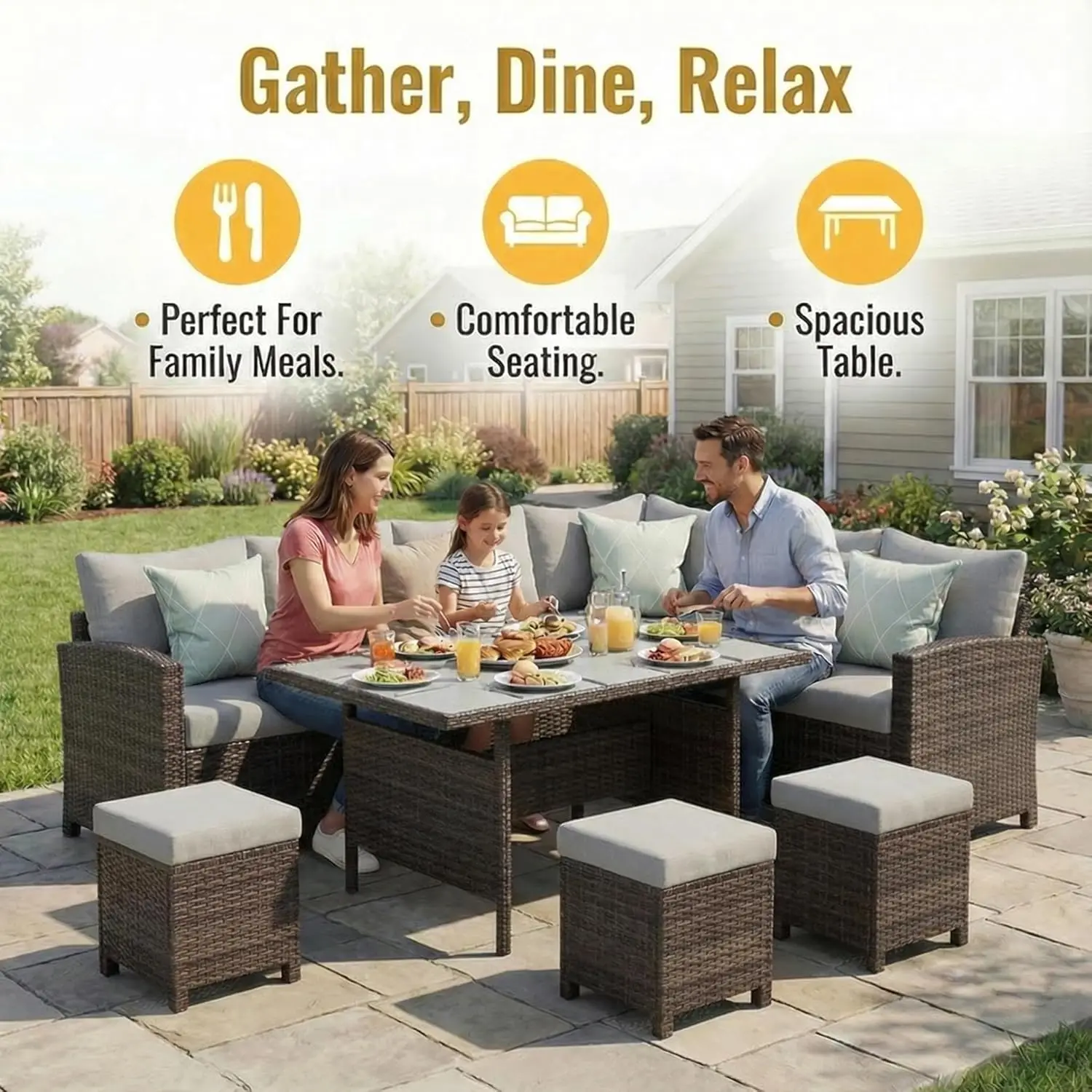 7-Piece Wicker Patio Dining Set 2
