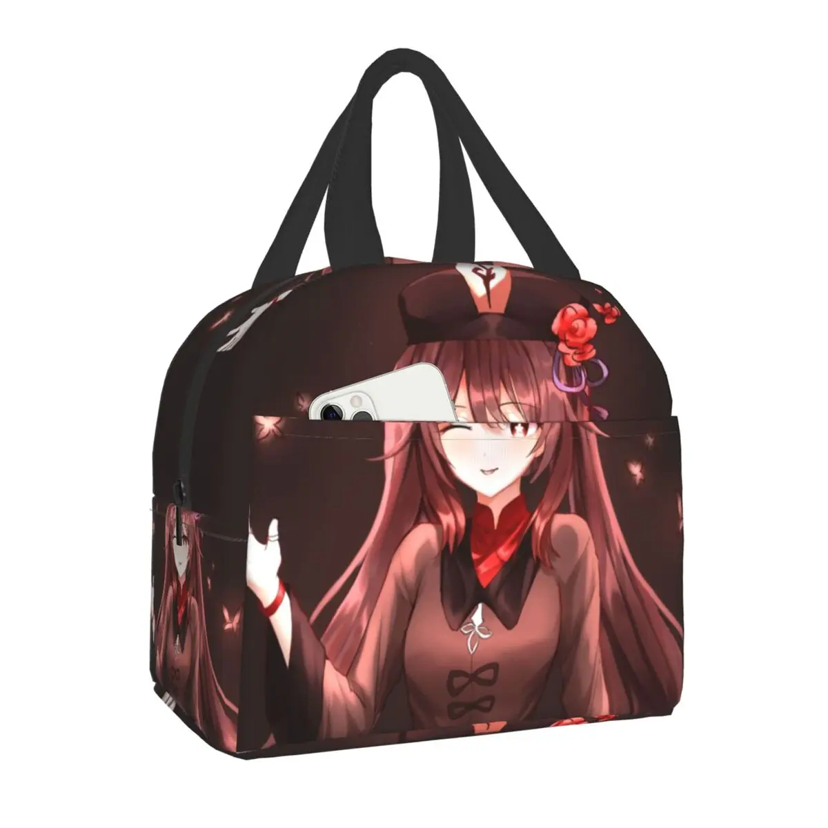 

Genshin Impact Hu Tao Insulated Lunch Bag for Women Waterproof Magical Anime Game Cooler Thermal Bento Box Office Picnic Travel