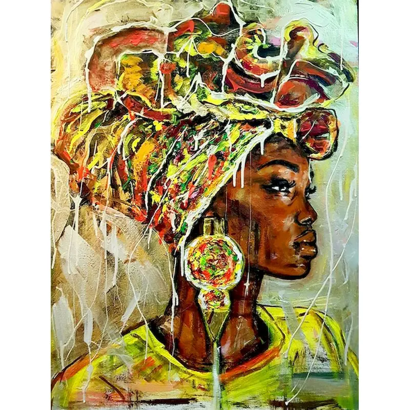 Kit Pittura A Numeri Per Adulti E Bambini – Donna Africana Con Trucco – Tela 40x50 Cm – Regalo Creativo Fai Da Te