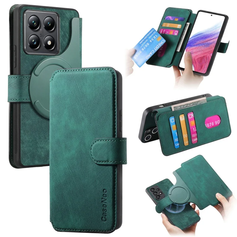 2-in-1 Multi-Card Leather Wallet Phone Case with Retro Magnetic Cover
