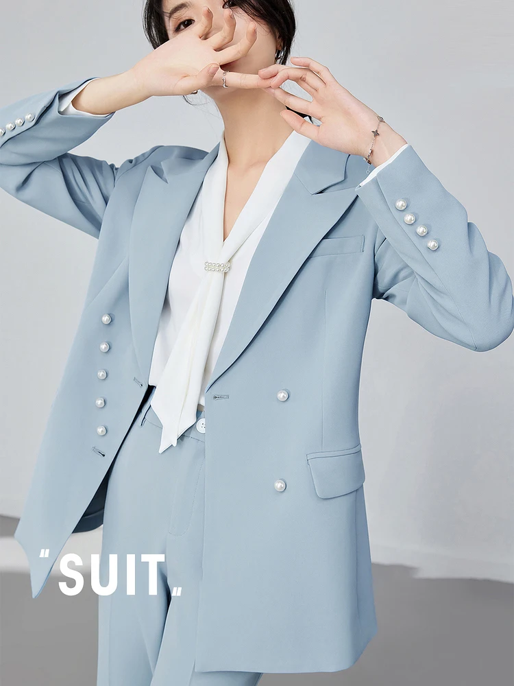 

Sentubila Elegant Office Lady Blazer Suit Women 2023 Spring Fashion Outfit Beading Blazer Jacket Coat Zipper Two Piece Pant Set