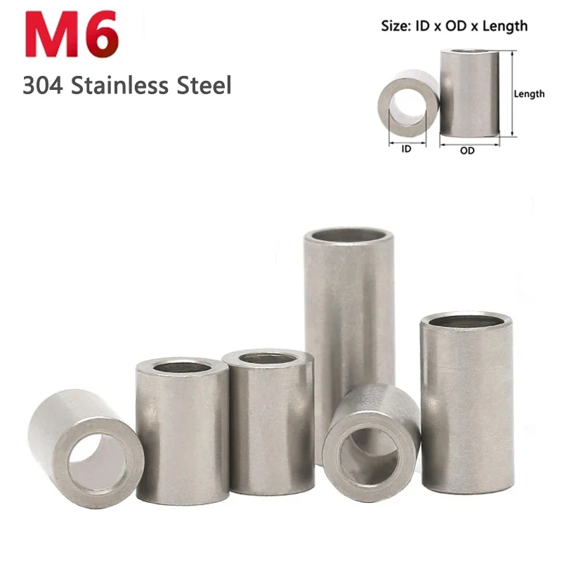 M6 304 Edelstahl buchsen scheibe rund hohl ohne Gewinde Abstands  