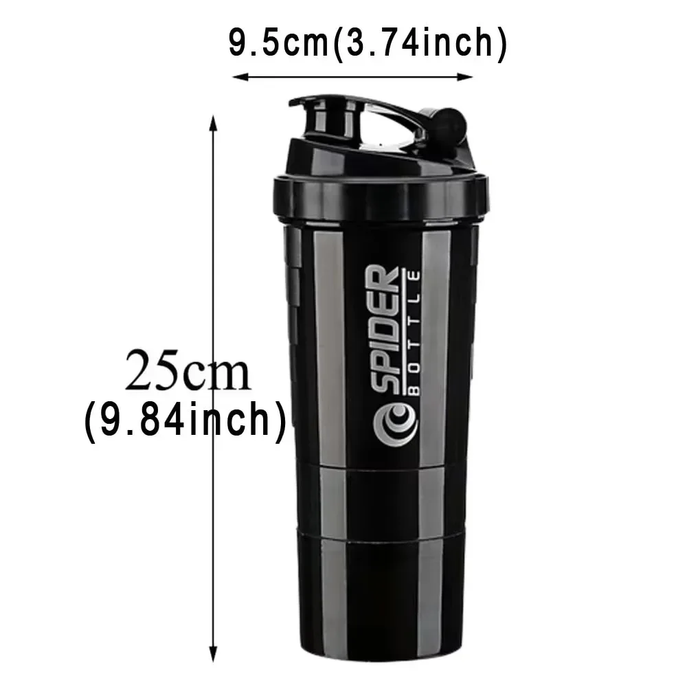3 Layers Shaker Protein Bottle Powder Shake Cup Water Bottle Plastic Mixing Cup Body Building Exercise