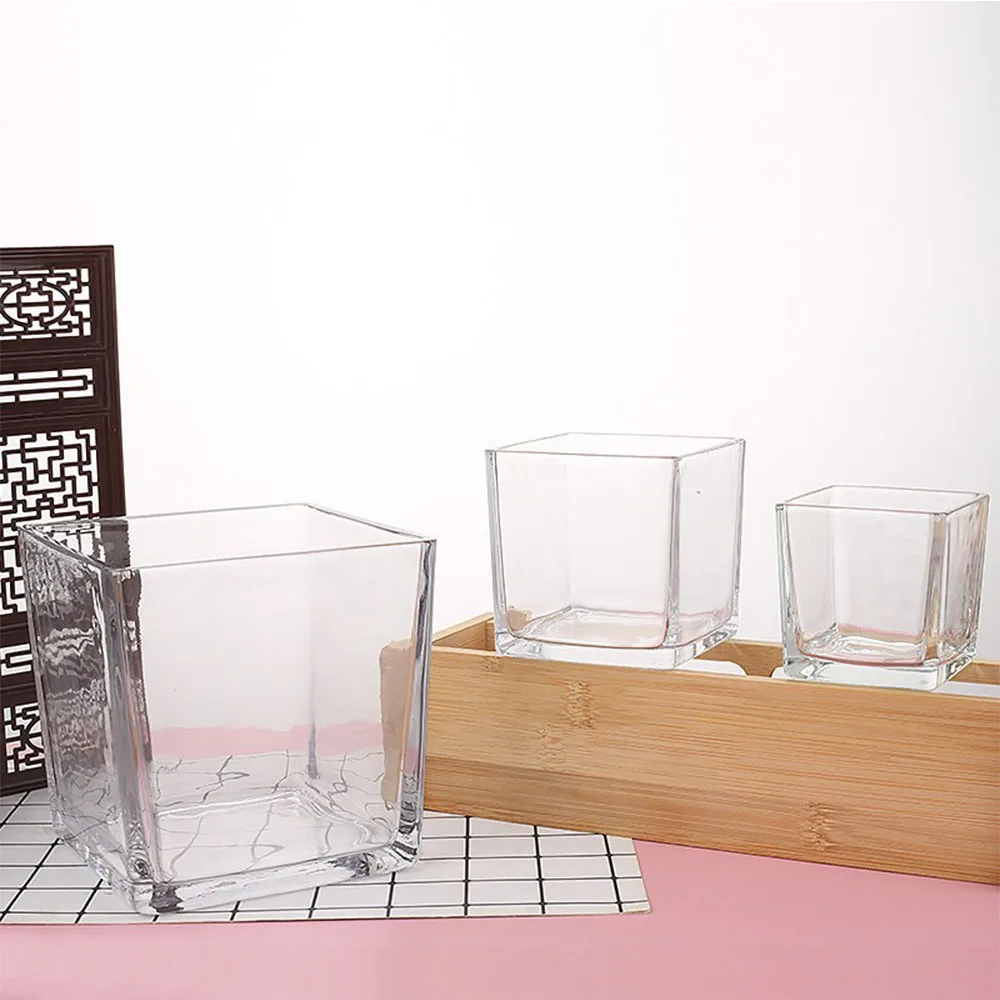 Geometry Square Candlestick Incense Making Candles Jar Supplies Transparent Glass Home Bedroom Desktop Decor DIY Tea Cup Gifts candle holders
