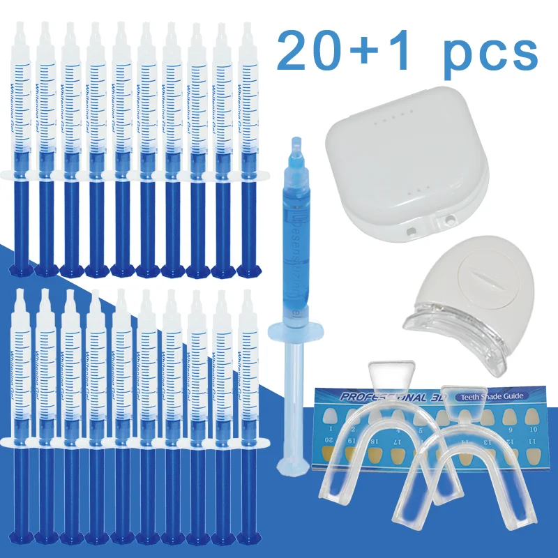 drop ship Home Use Teeth Whitening Kit with led light Care Oral Hygiene Tooth Whitener Bleaching White Carbamide Peroxide BULK 1 set hot teeth whitening peroxide dental bleaching system oral gel kit tooth whitener dental equipment drop shipping