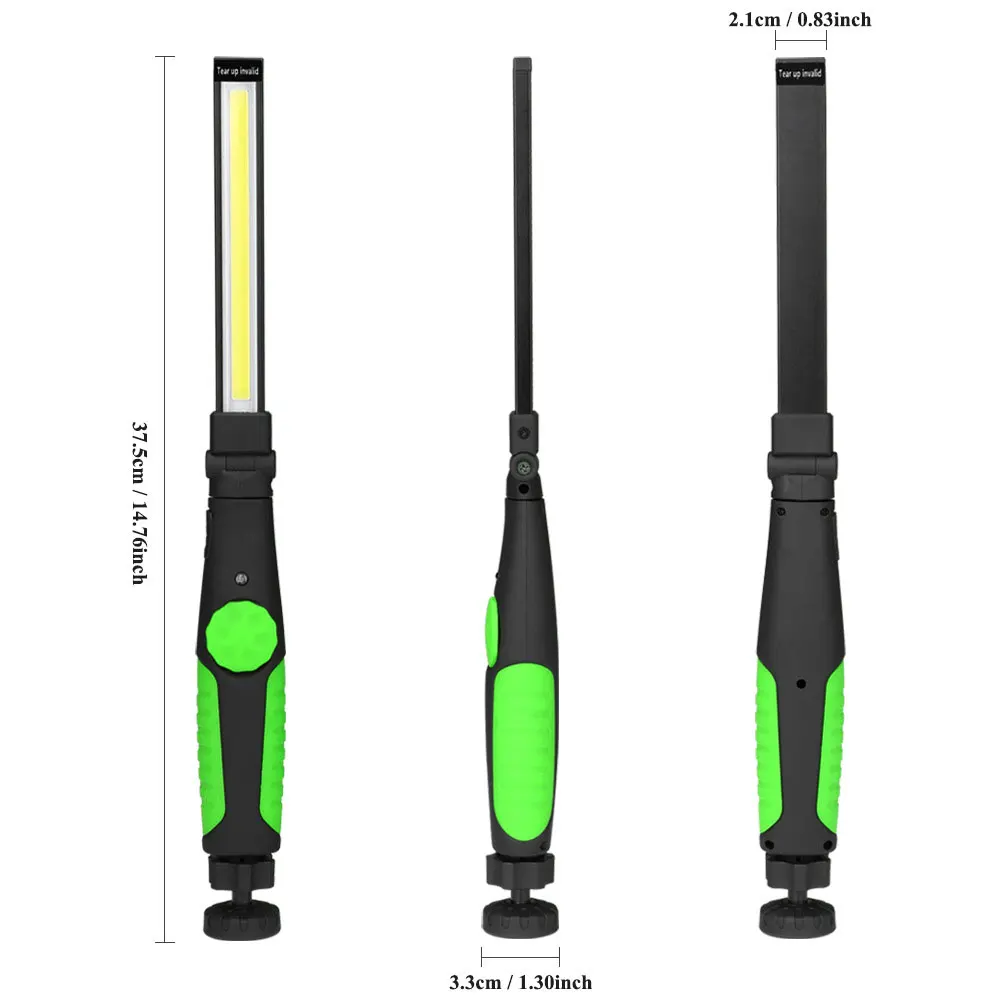 COB LED Work Lights Folding Flashlight with Magnetic Base Rechargeable Strip Lamp Bright Inspection Light for Car Repair