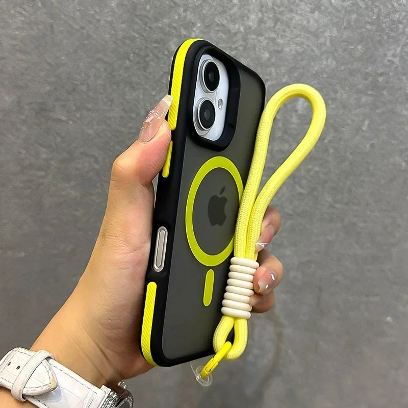 Vibrant Translucent Shockproof Magnetic Phone Case with Adorable Lanyard