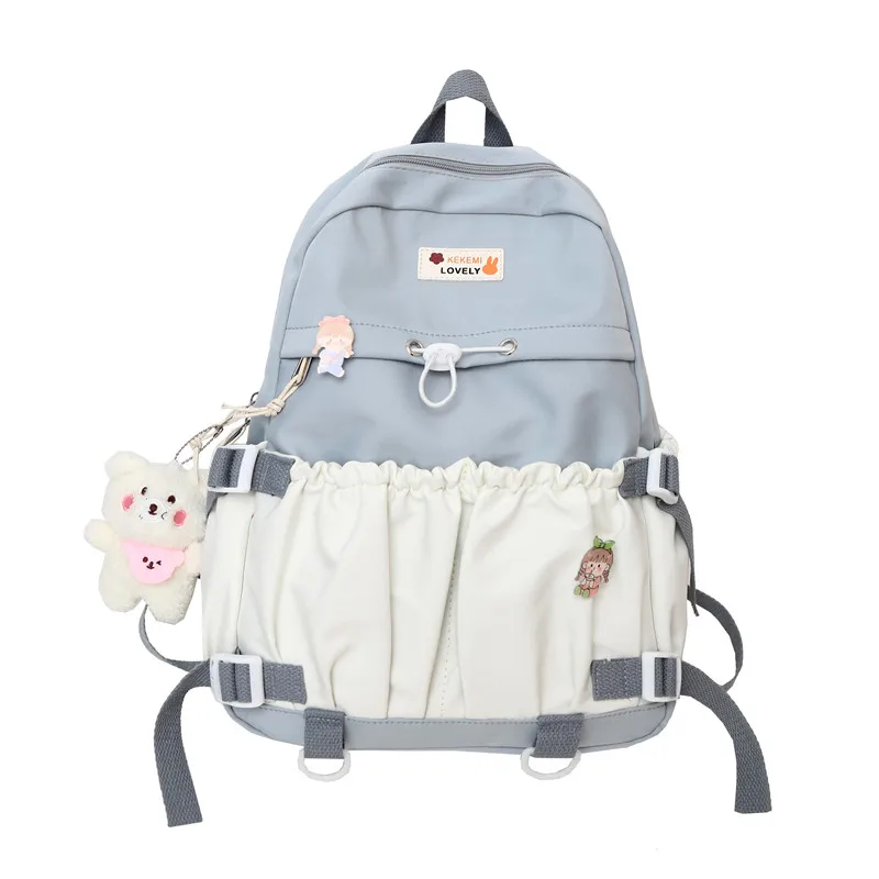 Spring Ladies Cute Backpack Large Elastic Pocket Student Schoolbag Female Fashion Kawaii Bagkpack Teenage Girls Laptop Backpacks 