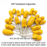 5PCS 10V 16V 25V 35V 50V Tantalum Capacitor 1UF 2.2UF 3.3UF 4.7UF 10UF 22UF 33UF 47UF 100UF 220uF 0.1uF 0.22uF 0.47uF 0.68uF DIP