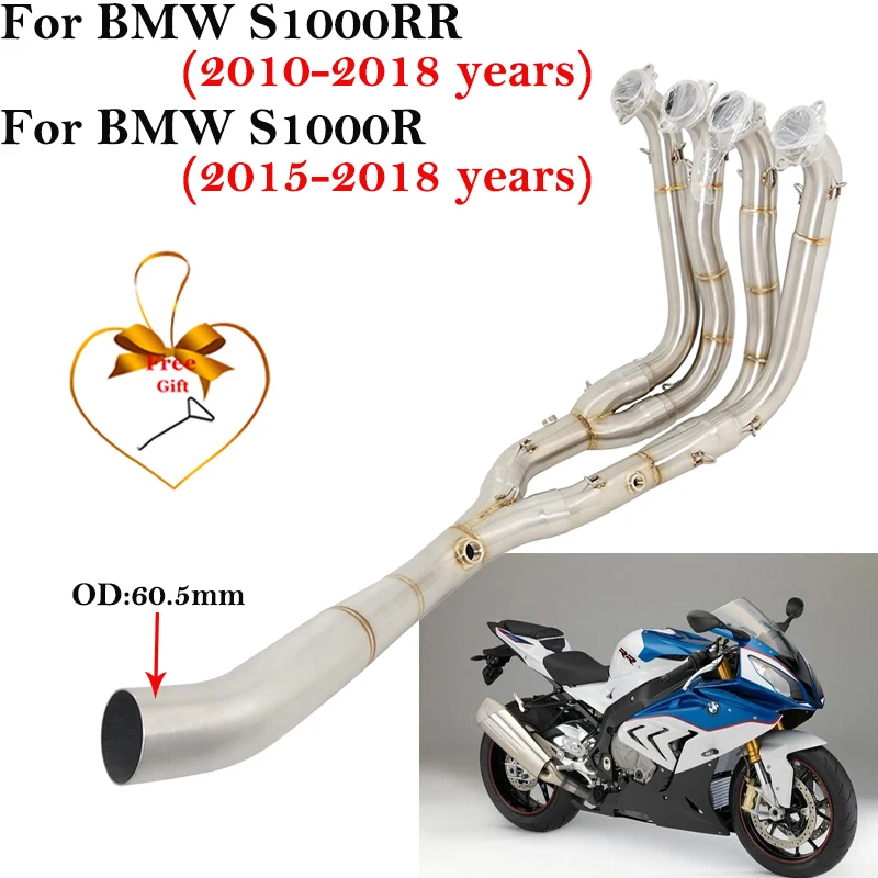 

For BMW S1000RR 2010 - 2018 S1000R 2015 - 2018 Motorcycle Exhaust Escape Syetem Stainless Steel Front Middle Link Pipe Muffler