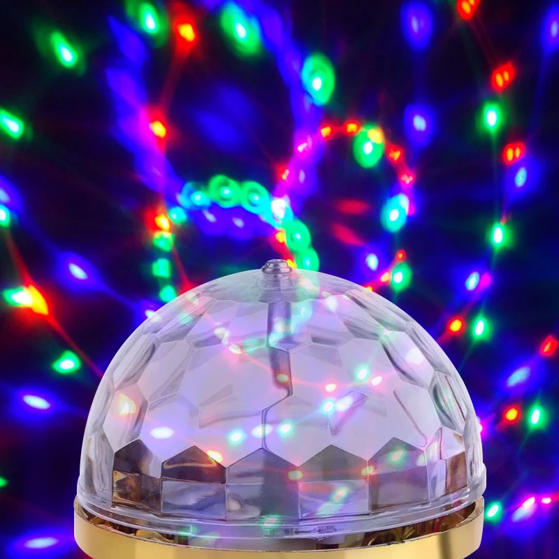 다채로운 자동 회전 RGB LED 전구 무대 조명 효과 램프, 디스코 크리스탈 볼 클럽 DJ 댄스 파티 분위기 램프
