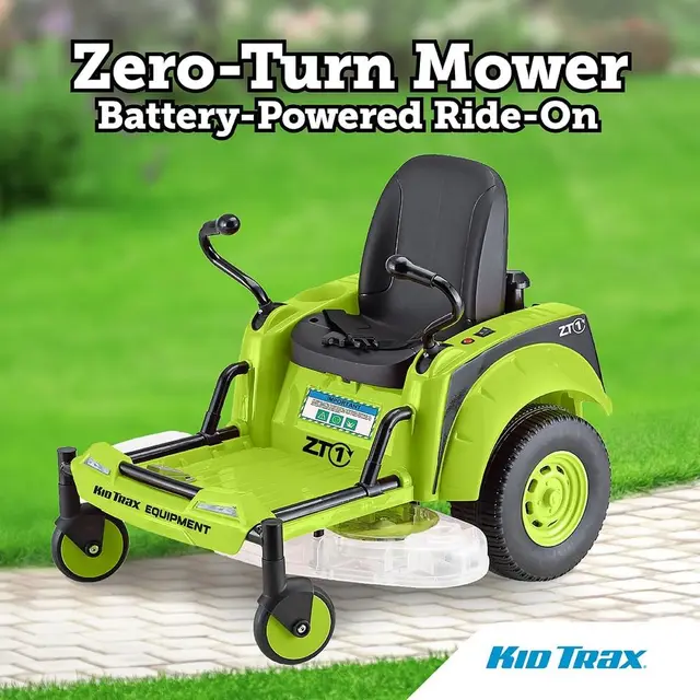 Ride-On 12V Zero Turn Lawn Mower Toy for Kids, Outdoor Play, Tractor, 3 MPH, 77 lbs Max, Ages 3-7, Green 3