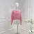 Poplin Winter Latest Collection Elegant Pink Flowers Hooked Long Sleeve Pullover Sweater for Women