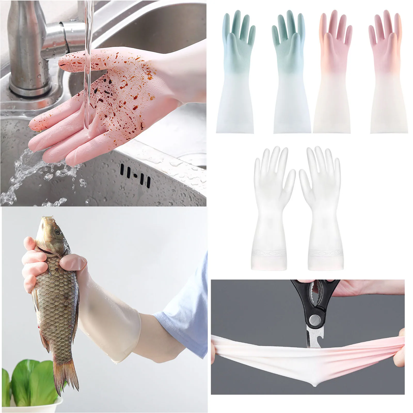 Kitchen Dishwashing Gloves Gradient Household Dish Washing Gloves