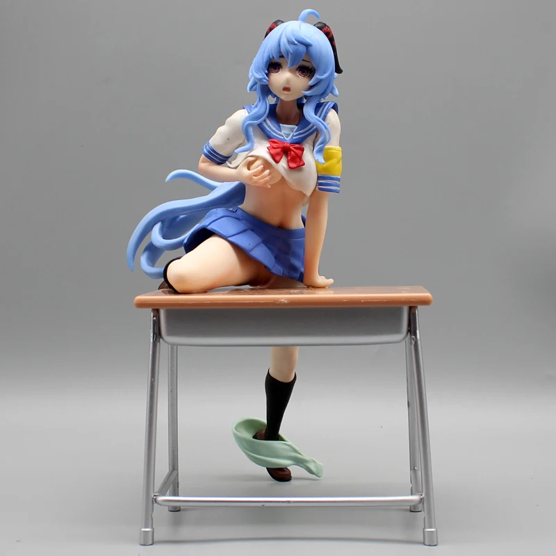 

23cm Genshin Impact Jk Ganyu Figures Uniform Beautiful Girl Desk Animation Peripherals Two Dimensions Game Model Ornaments Toys