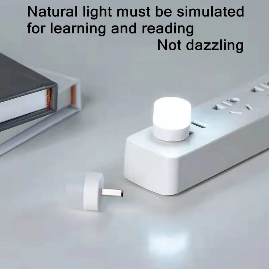 USB Plug Lamp Computer Mobile Power Charging Small Book Lamp LED Eye Protection Reading Light Small Round Night Light