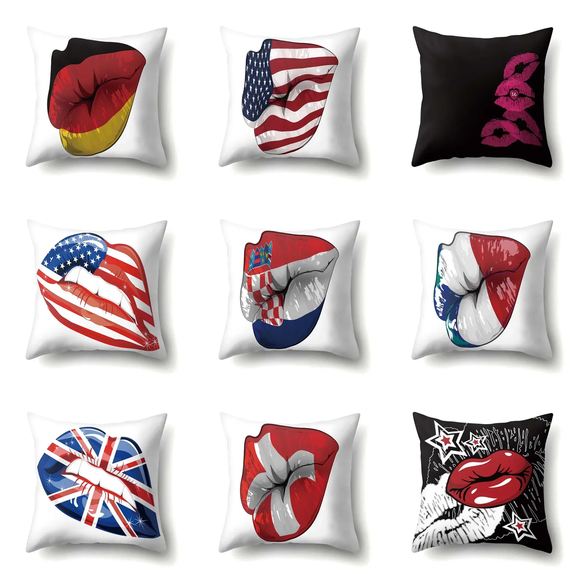 

Creative Lip Print Pillowcase Cartoon Pattern Waist Pillow Sofa Cushion