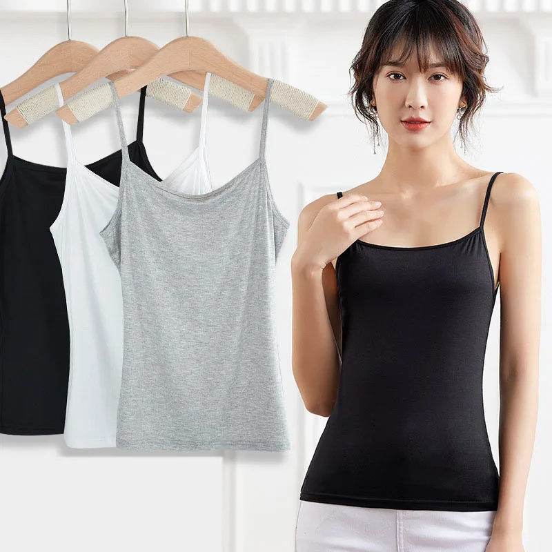 

Summer Women Camisoles Crop Top Solid Color Casual Sexy Underwear Sleeveless Sleepwear Base Vest Fashion Girl Fit For 35-70kg